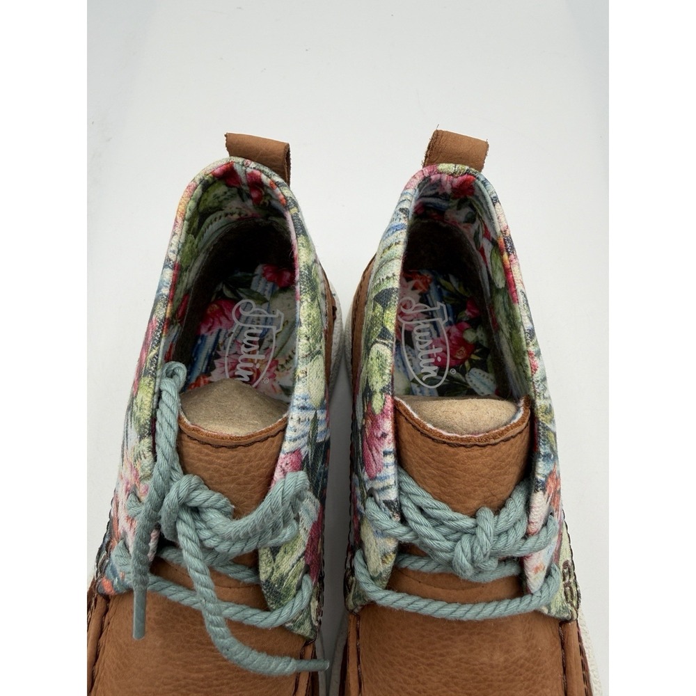 Justin Boots Breezy Chukka Booties,Womens 11, Cactus Floral,Tan,Cowhide Lea - Picture 8 of 14